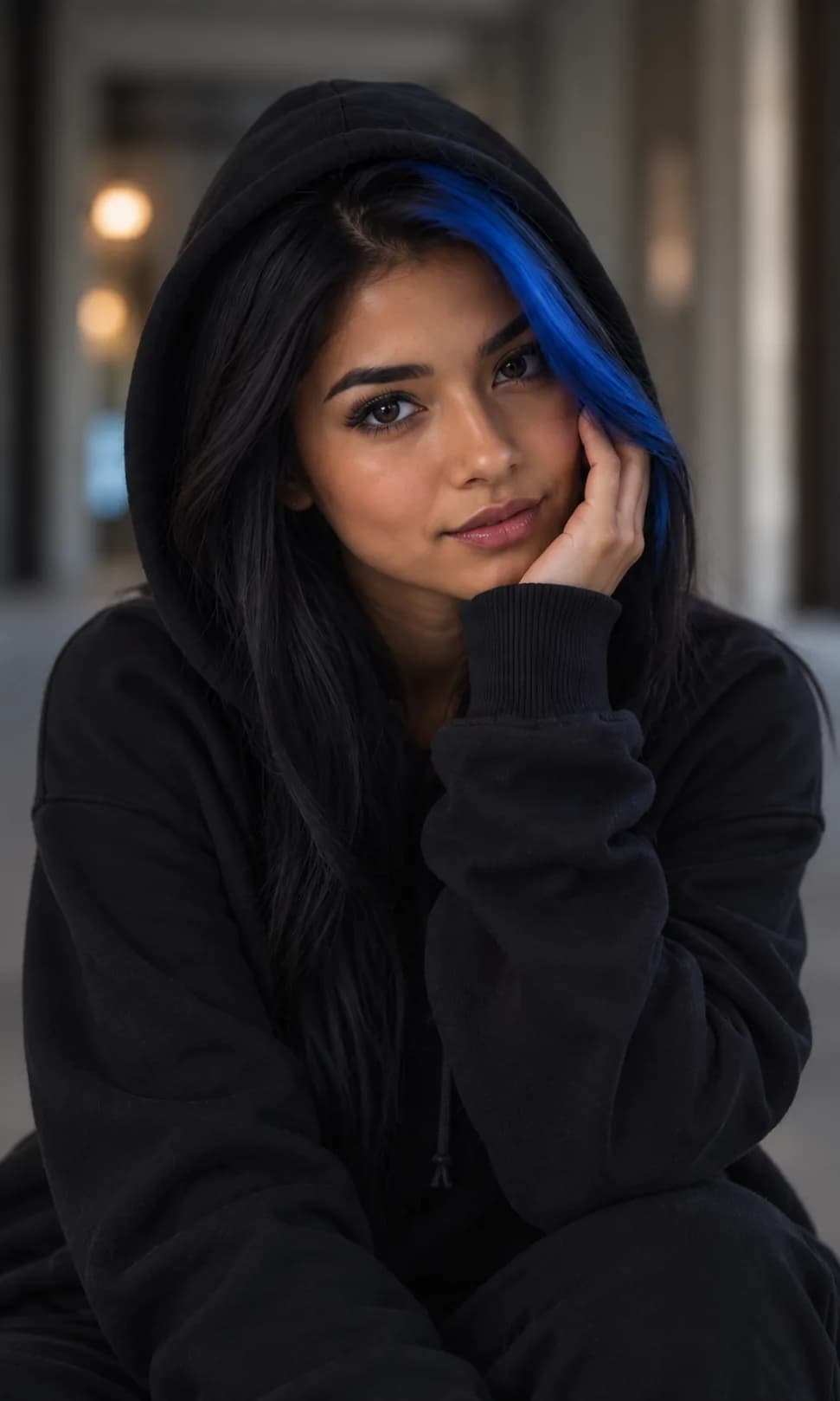 Zinia in a black hoodie