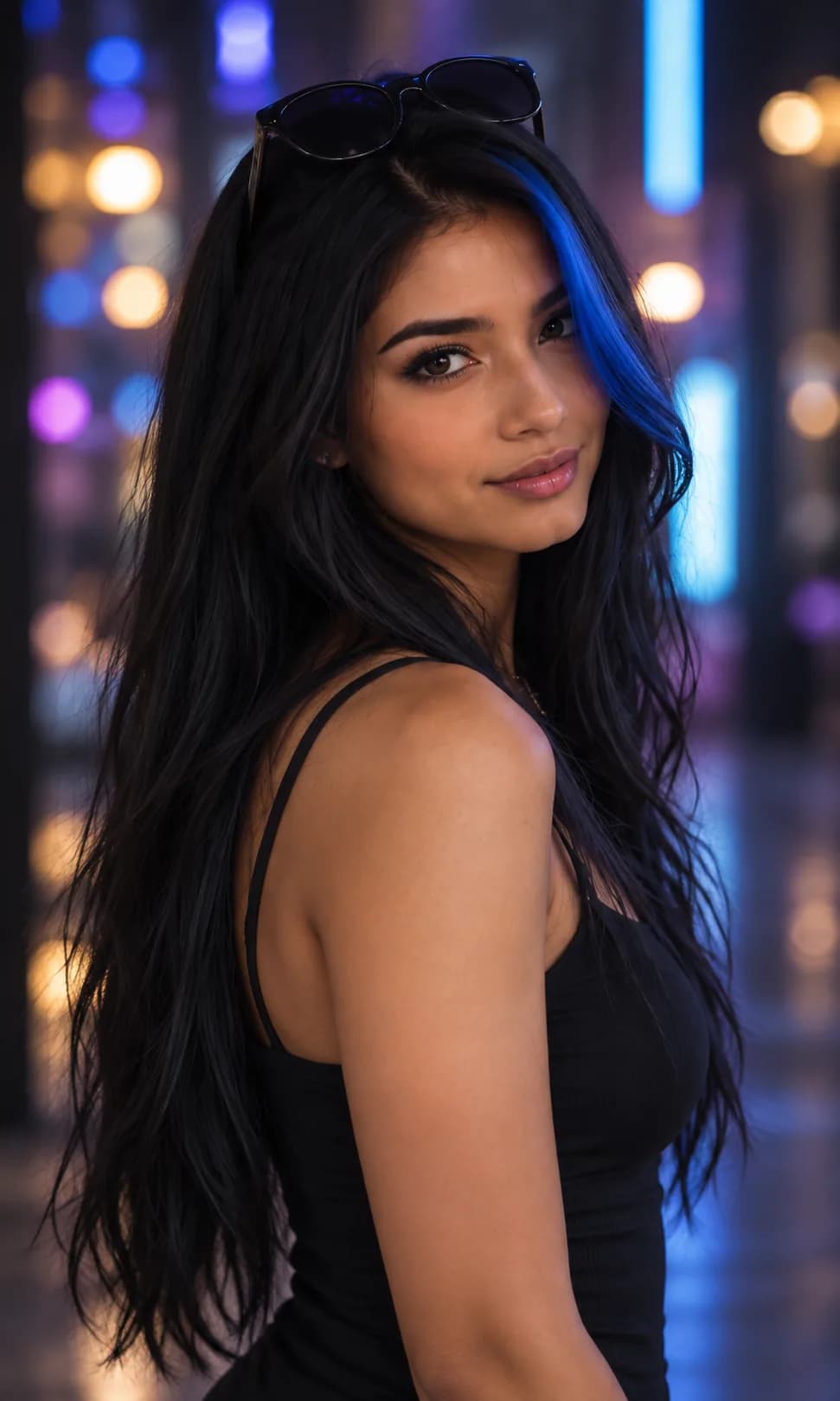 Zinia in city neon light
